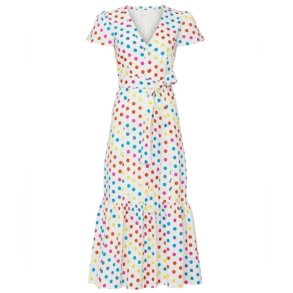 SALE 🛍️ COLOR ME COURTNEY Dipping Dot Minnie Dress Tiered Womens size 4